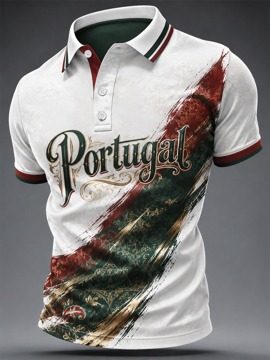 Camiseta casual masculina com estampa de futebol português