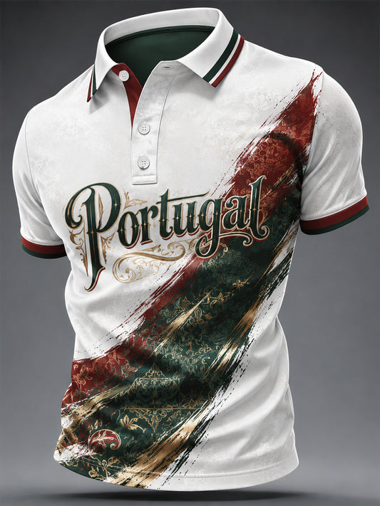 Camiseta casual masculina com estampa de futebol português