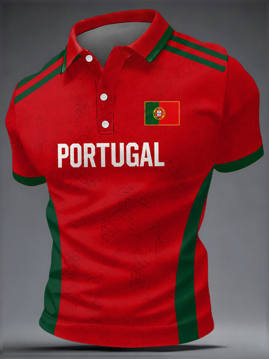 Camiseta casual masculina com estampa de futebol português