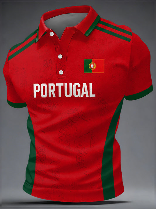 Camiseta casual masculina com estampa de futebol português