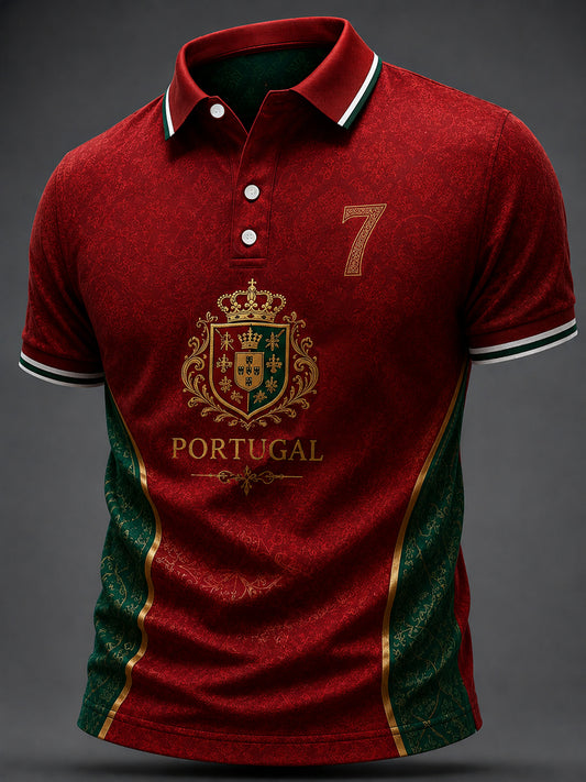 Camiseta casual masculina com estampa de futebol português