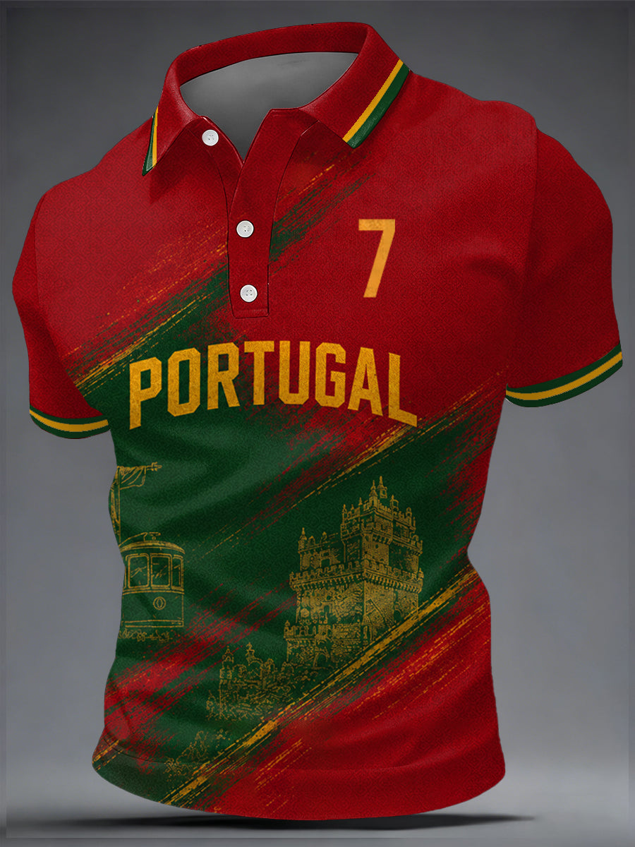 Camiseta casual masculina com estampa de futebol português