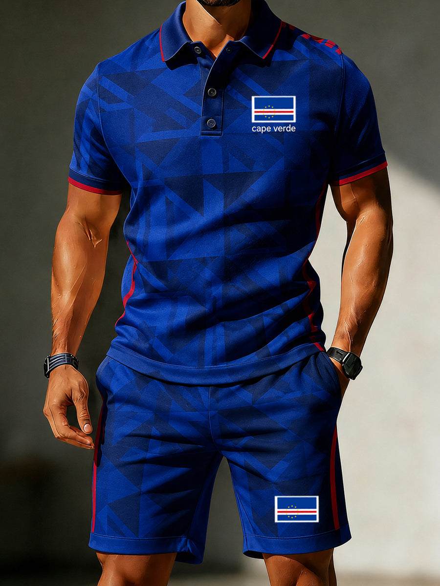 Cabo Verde jogo de futebol masculino Cheering Art Print Polo Suit