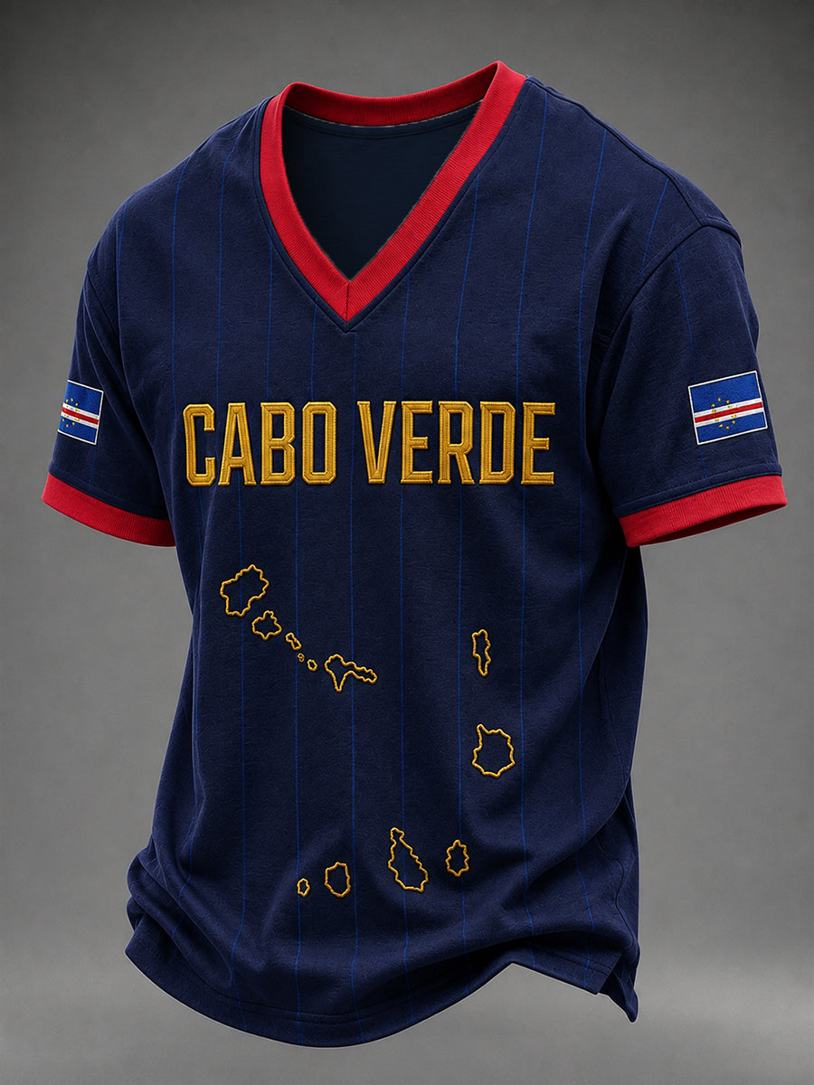 Presente masculino para fãs de futebol: camiseta casual de manga curta com gola em V e estampa