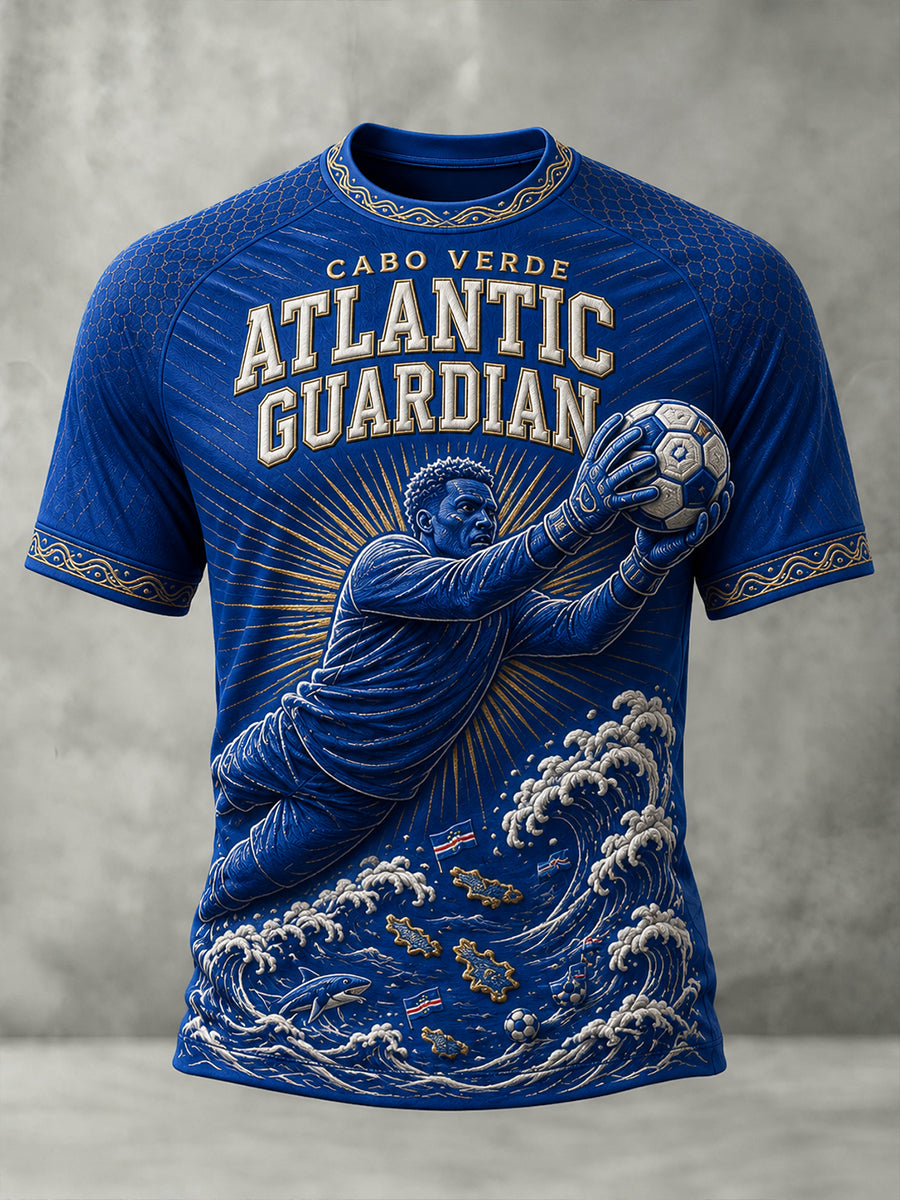 Camiseta de Manga Curta de Futebol de Cabo Verde para Homens