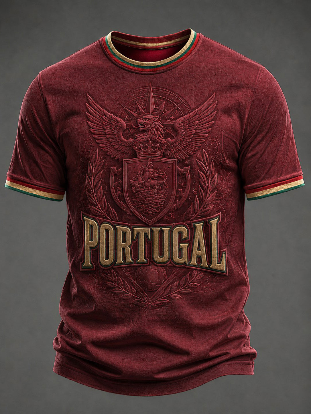 Camiseta masculina de futebol com estampa de Portugal