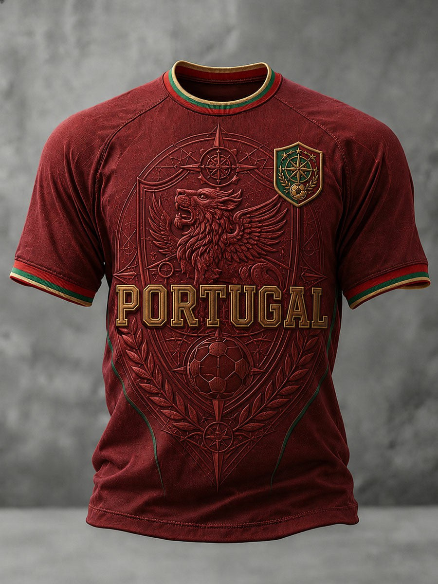 Camiseta masculina de futebol com estampa de Portugal