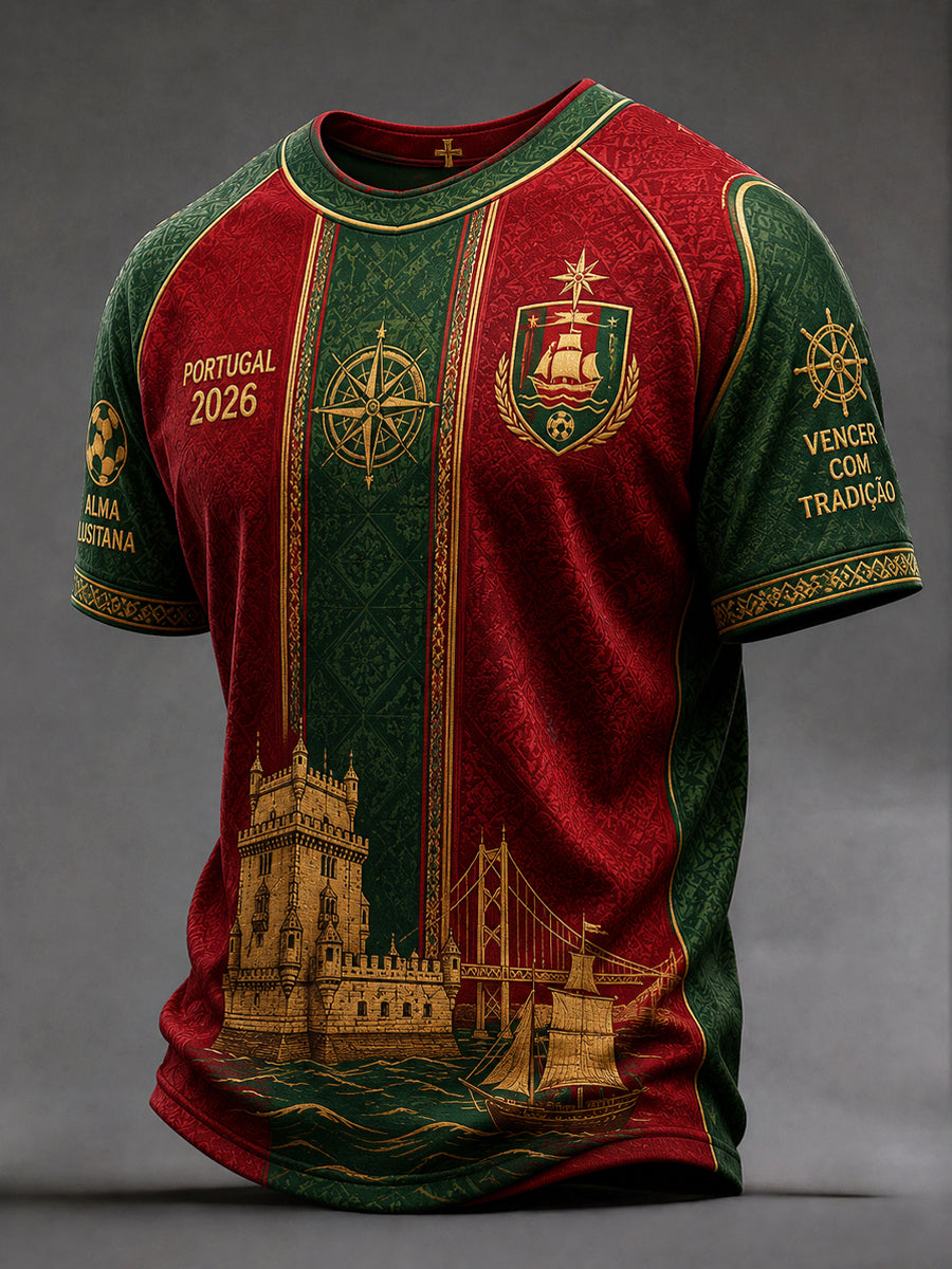 Camiseta Casual Retro 2026 Portugal Futebol Comemorativa
