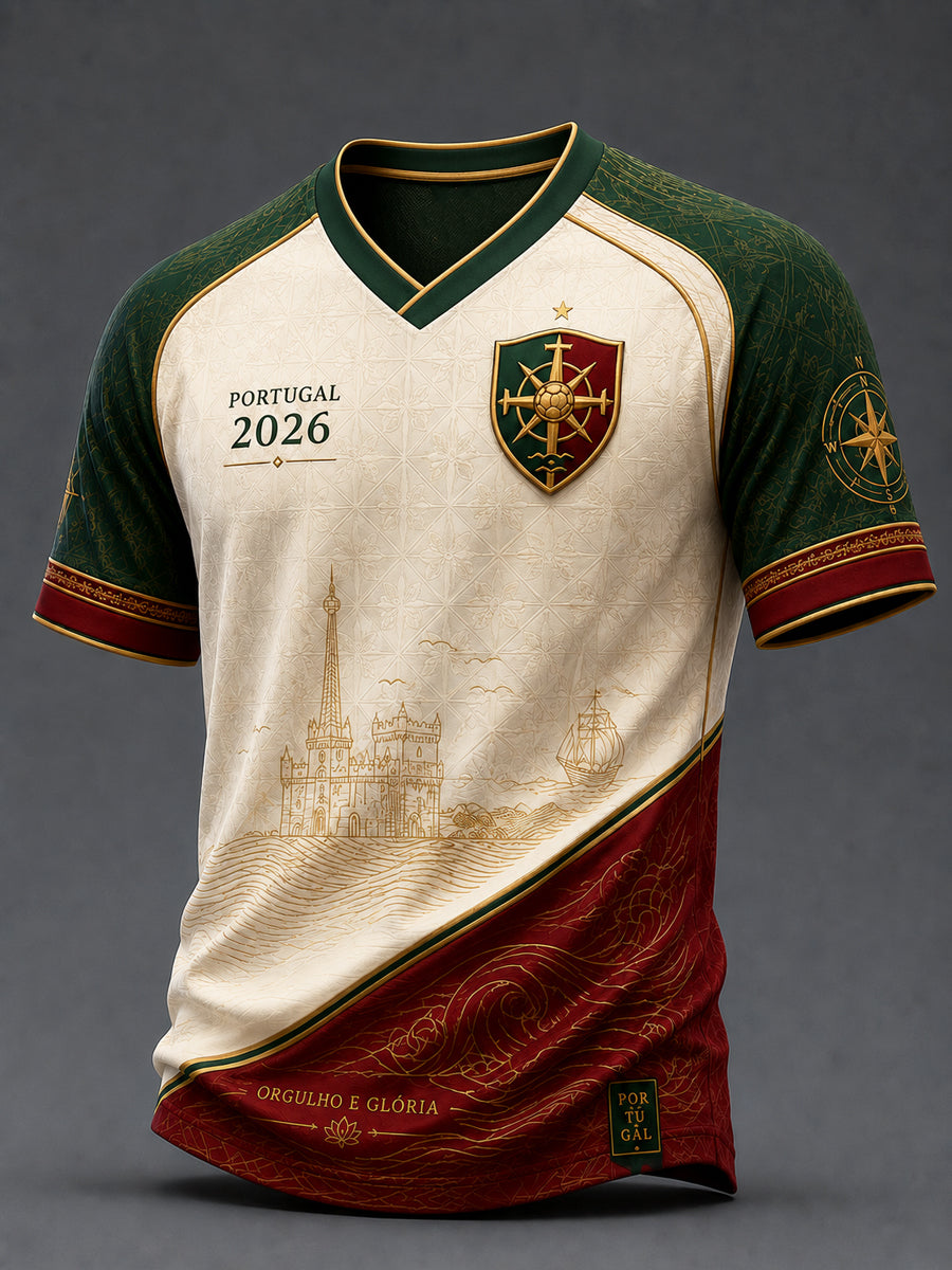 Camiseta Retro 2026 Portugal Futebol Casual Decote V