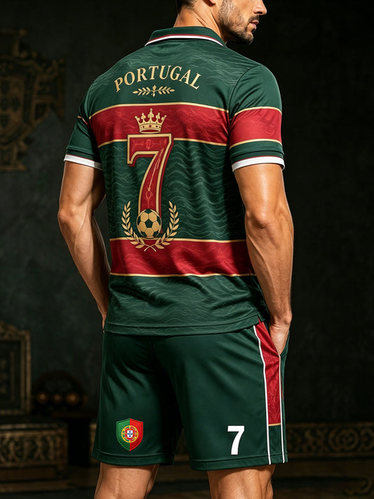 Camisa polo com estampa artística de elemento de torcida em partida de futebol masculino em Portugal