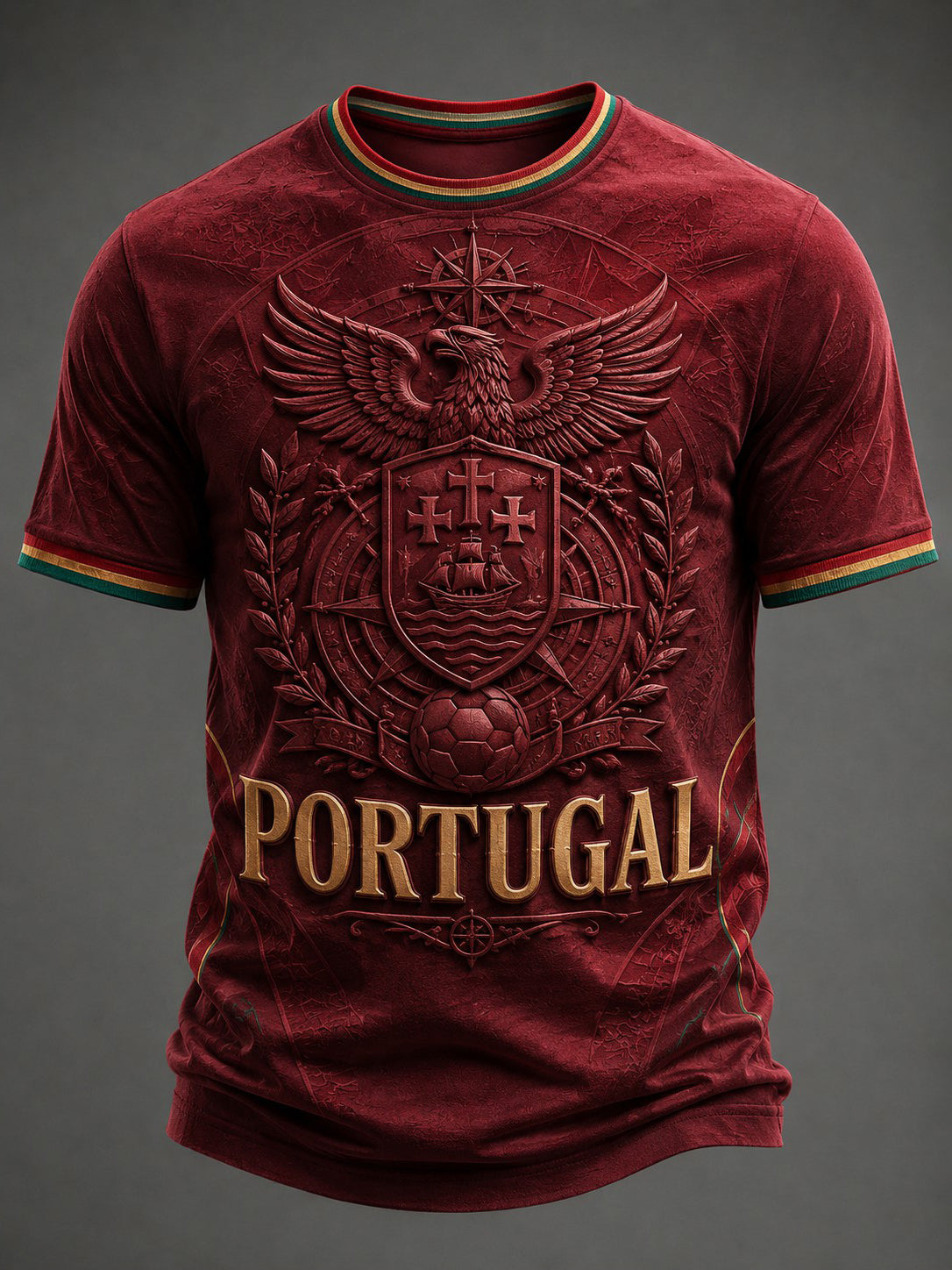 Camiseta masculina de futebol com estampa de Portugal