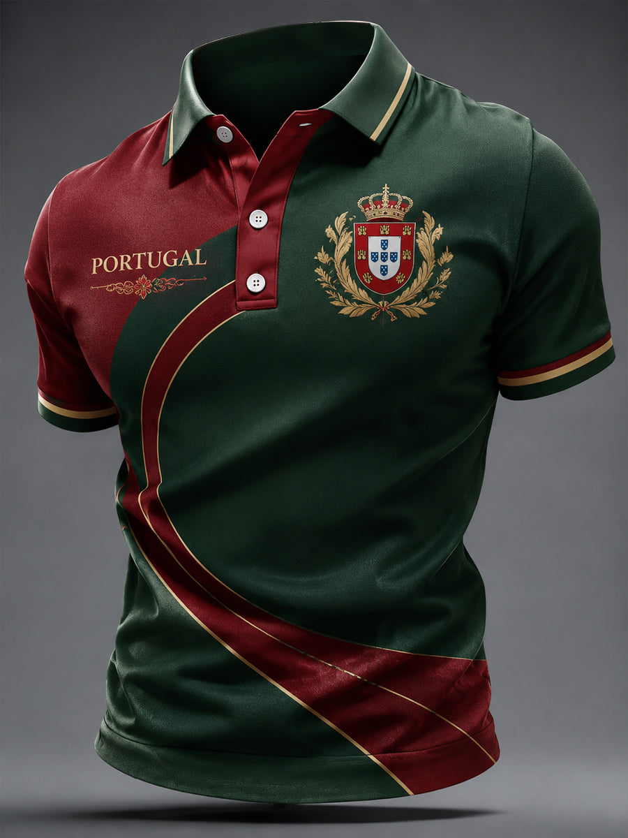 Camiseta casual masculina com estampa de futebol português
