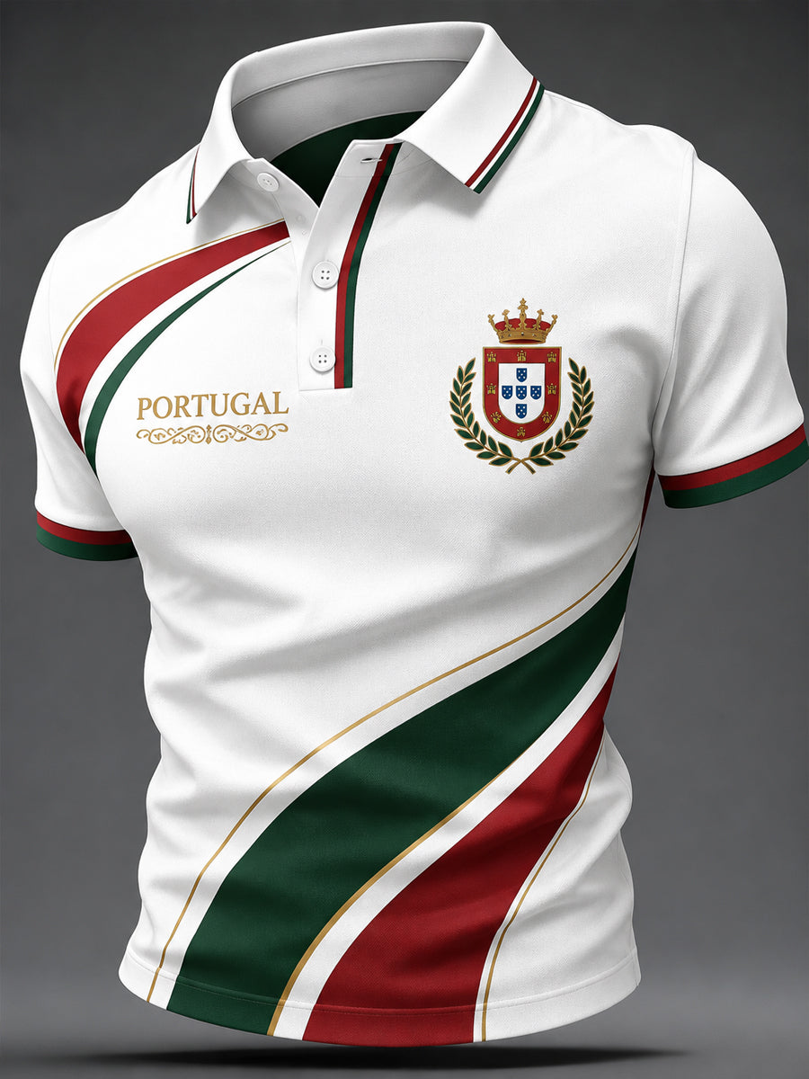 Camiseta casual masculina com estampa de futebol português