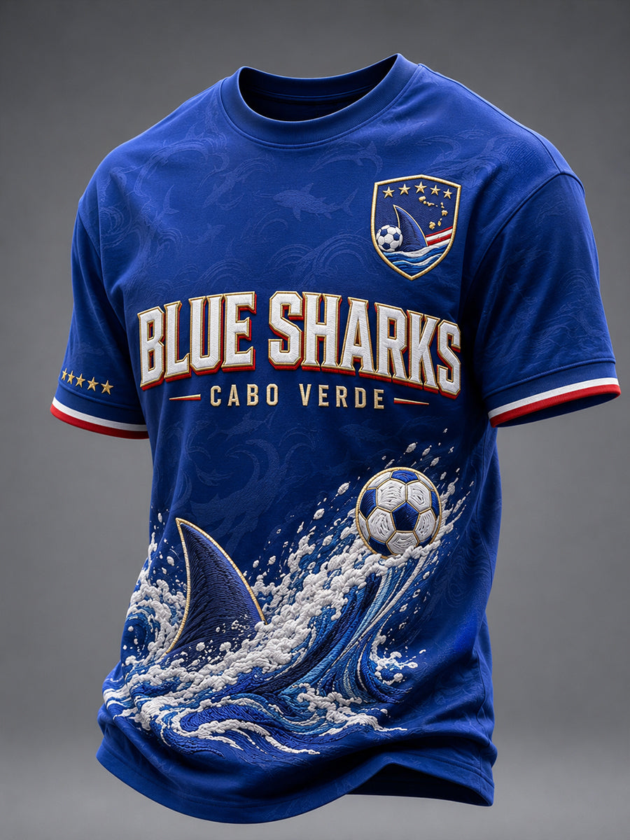 Camiseta de Manga Curta de Futebol de Cabo Verde para Homens
