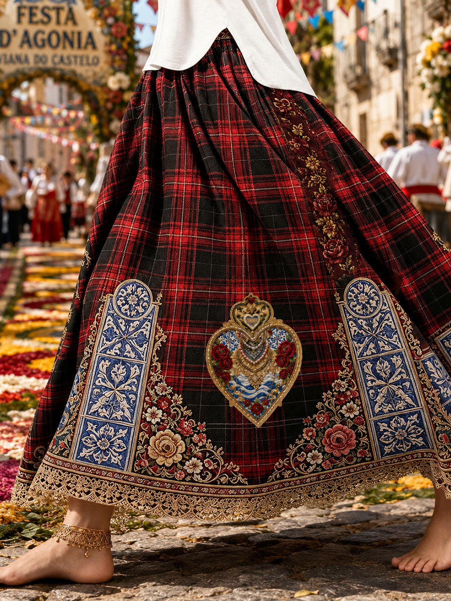 Women's Festas d'Agonia Portugal Art Impresso Vestidos De Linho