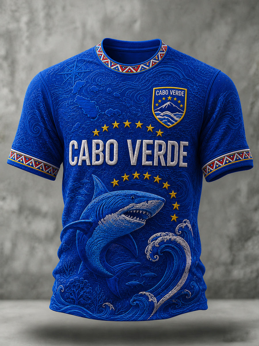 Presente masculino para fãs de futebol: camiseta casual de manga curta com gola redonda e estampa