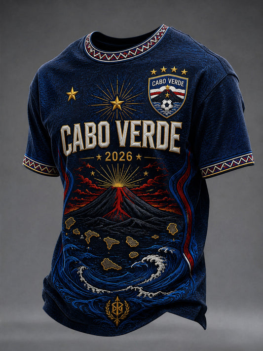 Presente masculino para fãs de futebol: camiseta casual de manga curta com gola redonda e estampa