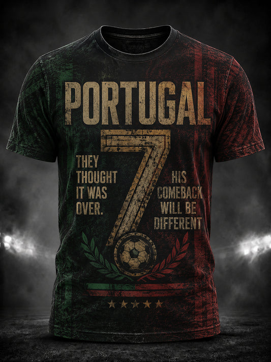 Camiseta masculina com estampa da lenda do futebol português