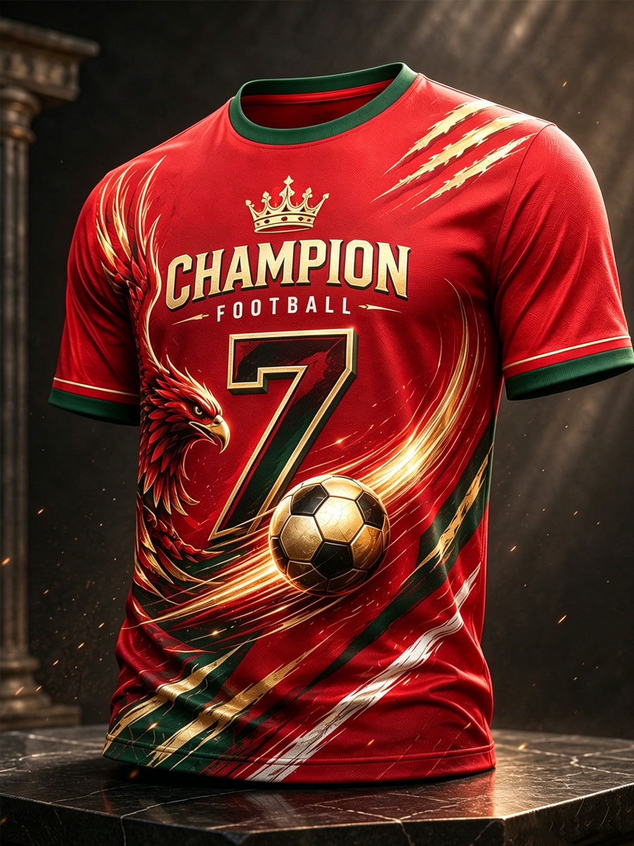 Camiseta com Impressão Artística de Apoio à Seleção Portuguesa de Futebol Masculino