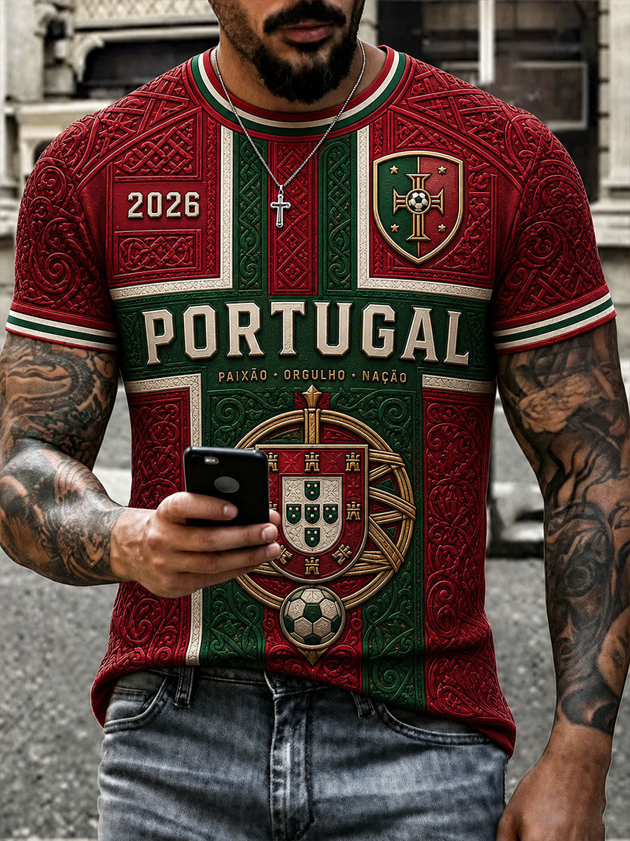T-shirt Futebol Portugal Masculino Manga Curta
