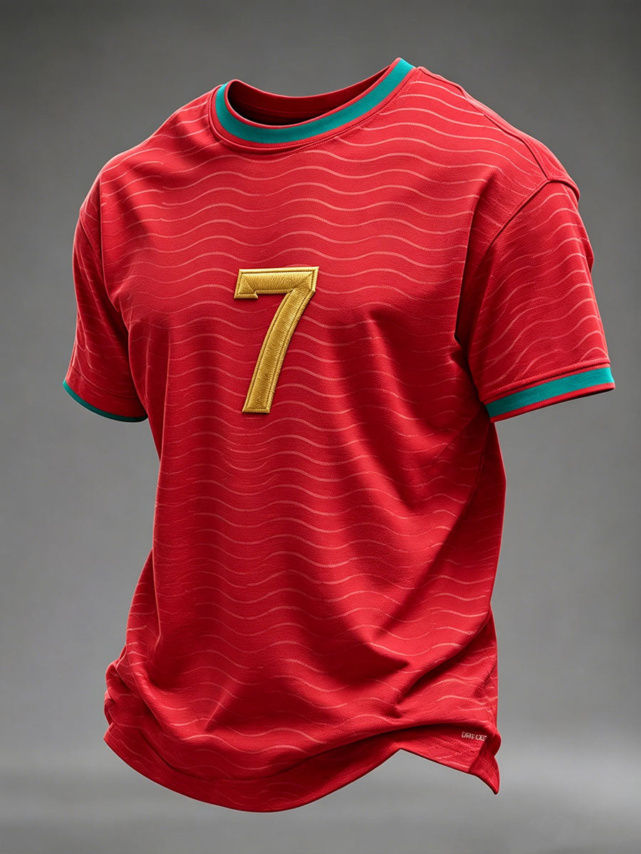 Camiseta de Manga Curta de Futebol da Seleção Portuguesa Masculina