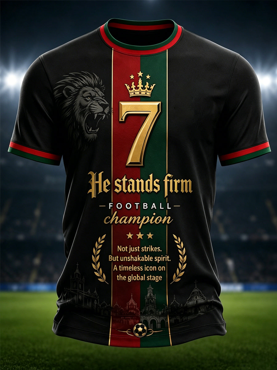 Camiseta com Impressão Artística de Apoio à Seleção Portuguesa de Futebol Masculino