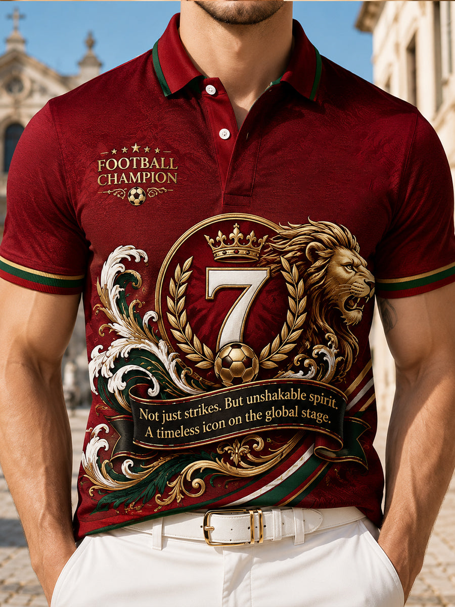 Camisa polo com estampa artística de elemento de torcida em partida de futebol masculino em Portugal