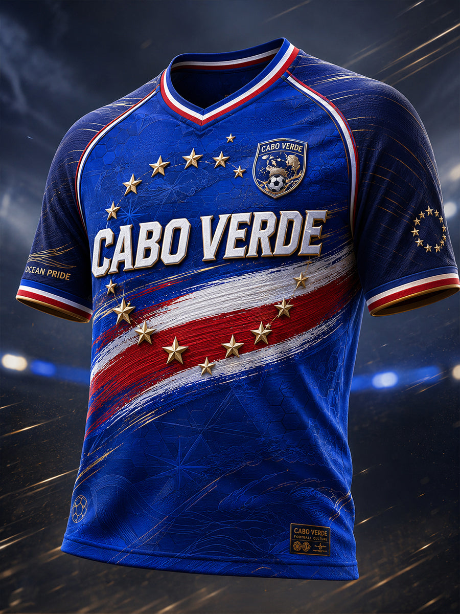 Cabo Verde Futebol V-neck T-shirt masculino
