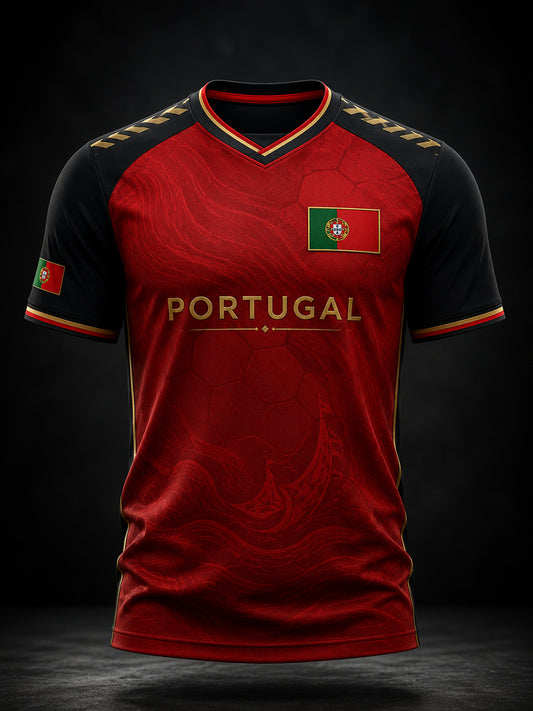Camiseta com estampa artística de torcida para jogos de futebol da seleção portuguesa masculina