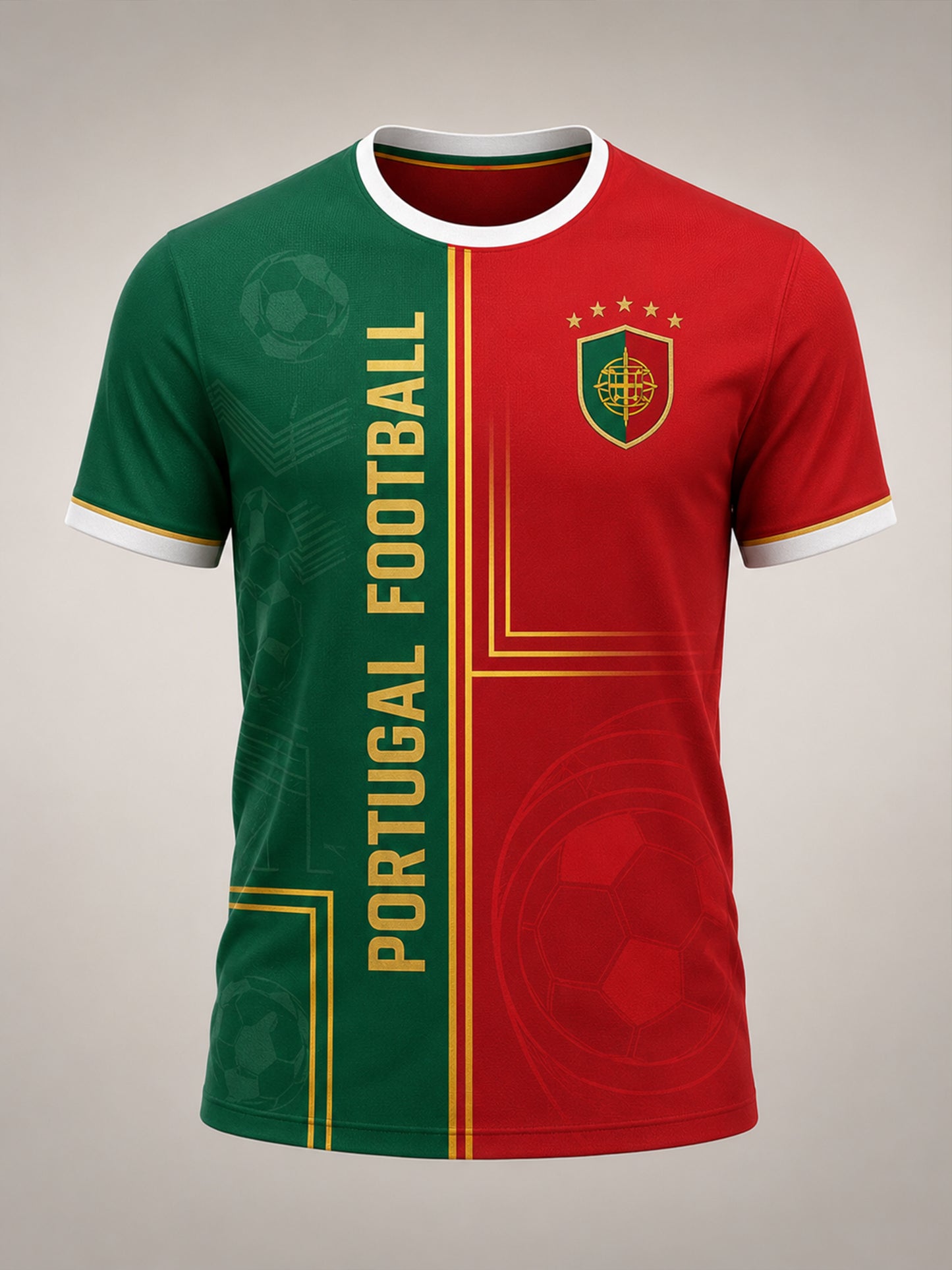 Camiseta com Impressão Artística de Apoio à Seleção Portuguesa de Futebol Masculino