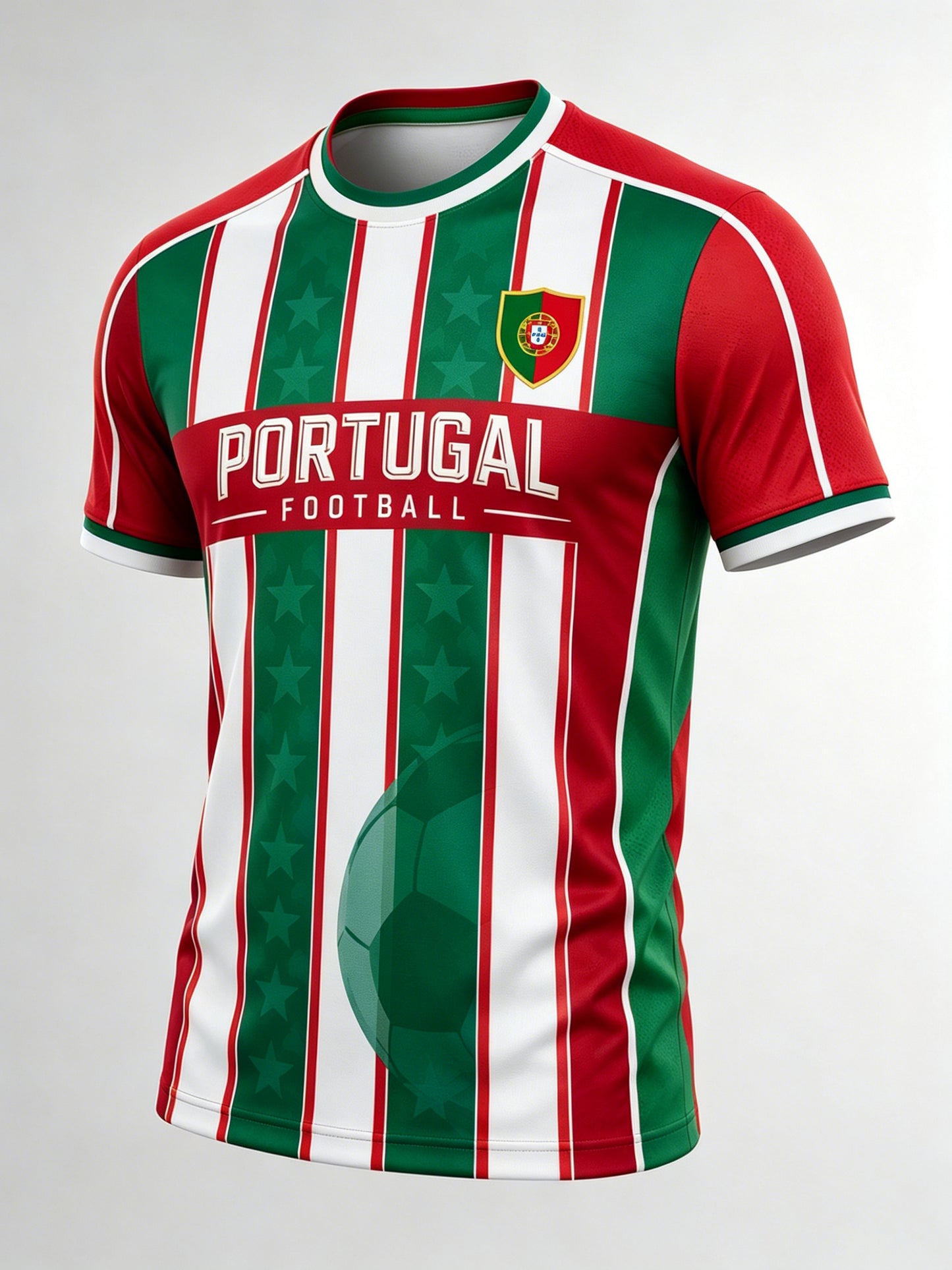 Camiseta com Impressão Artística de Apoio à Seleção Portuguesa de Futebol Masculino
