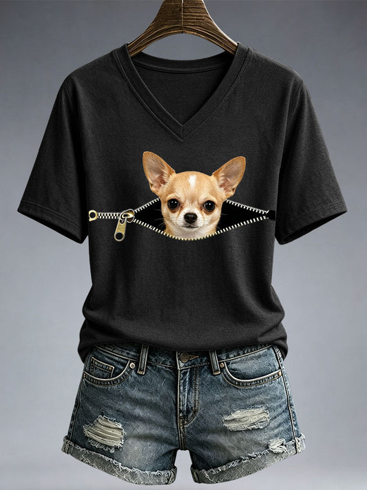 Camiseta engraçada de Chihuahua impressão feminina
