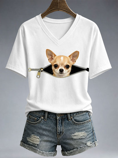 Camiseta engraçada de Chihuahua impressão feminina