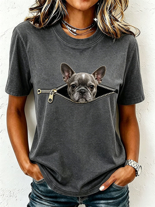 Camiseta linda do buldogue francês das mulheres