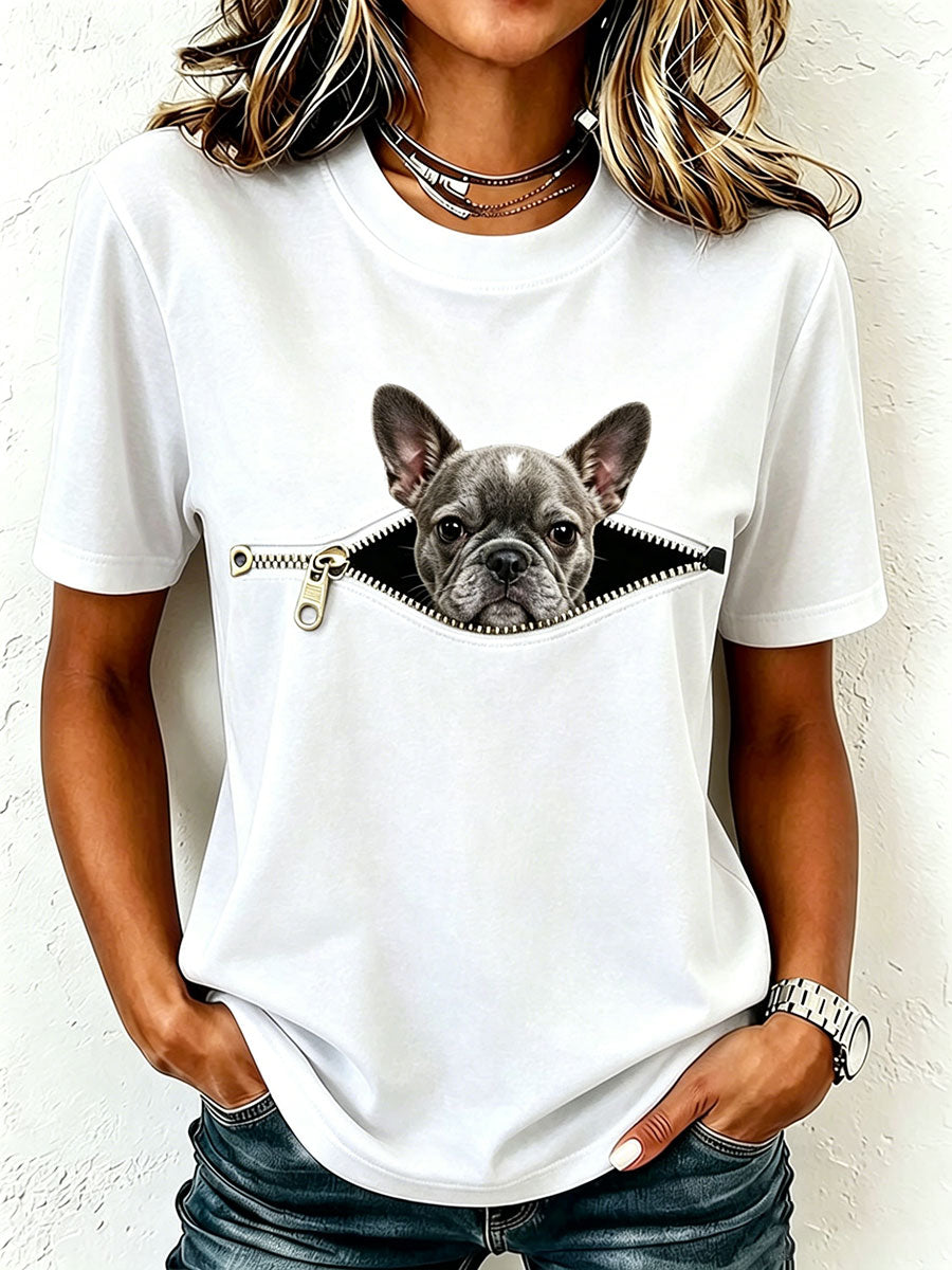 Camiseta linda do buldogue francês das mulheres