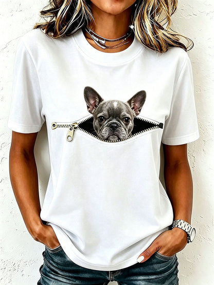 Camiseta linda do buldogue francês das mulheres