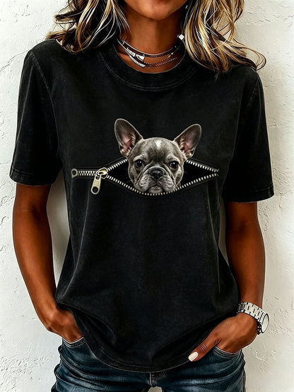 Camiseta linda do buldogue francês das mulheres