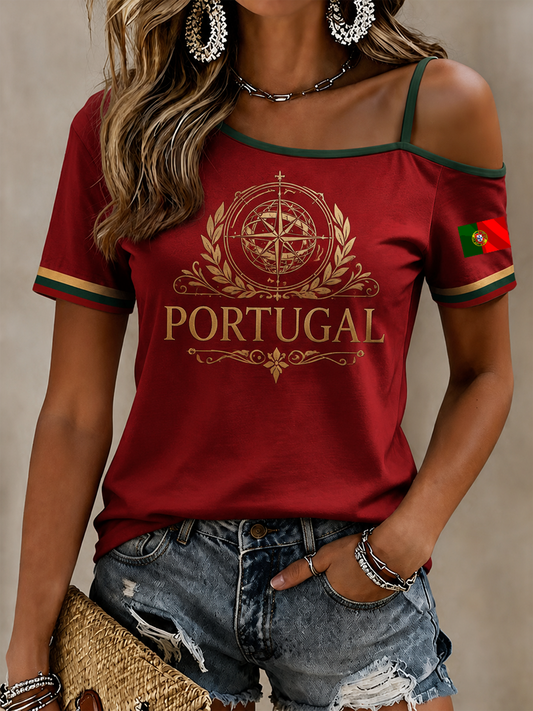Camiseta estampada feminina de Portugal