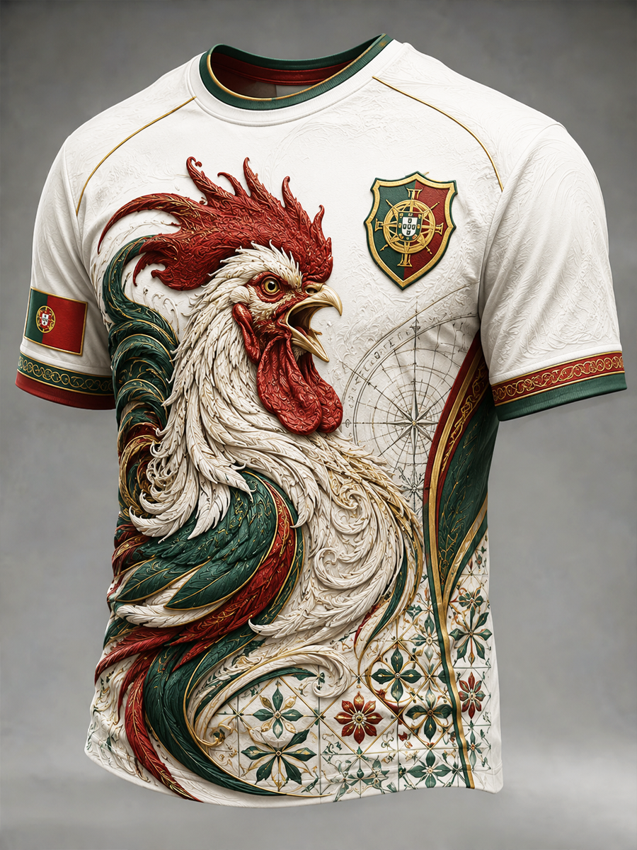 Camiseta masculina de mangas curtas com estampa de Portugal