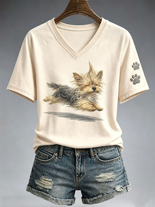 Camisa bonito do Running Yorkshire TerrierT das mulheres