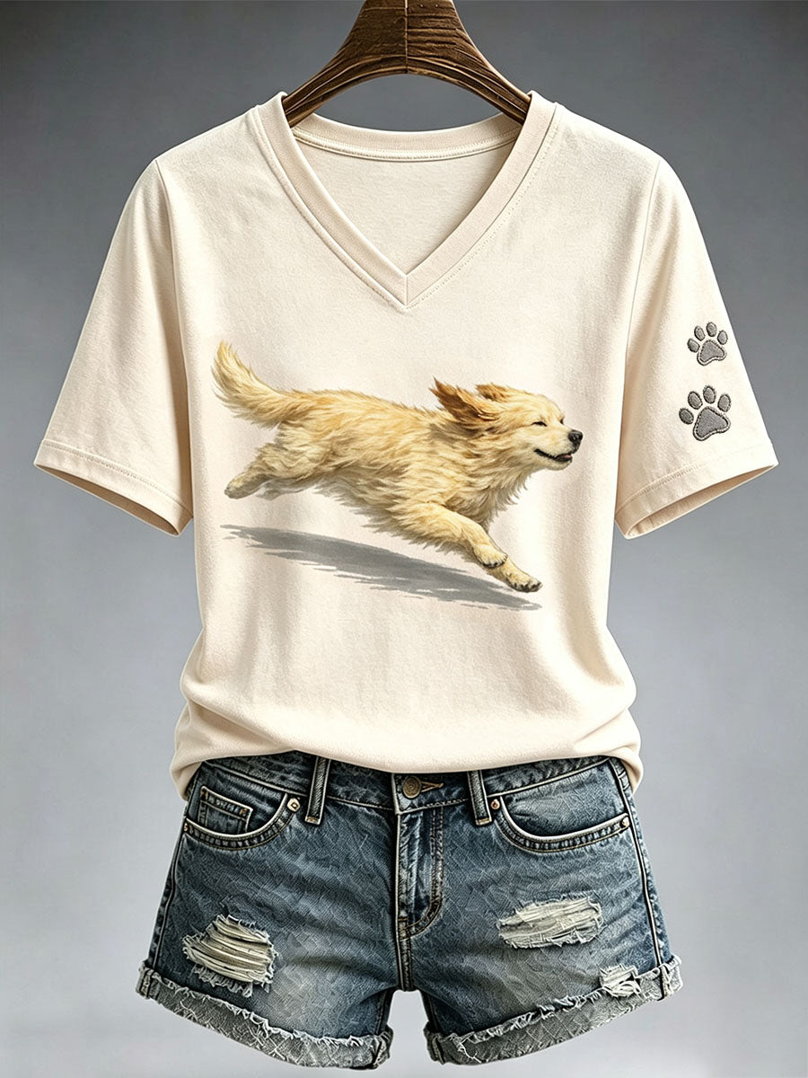 T-shirt bonito Running Golden Retriever das mulheres
