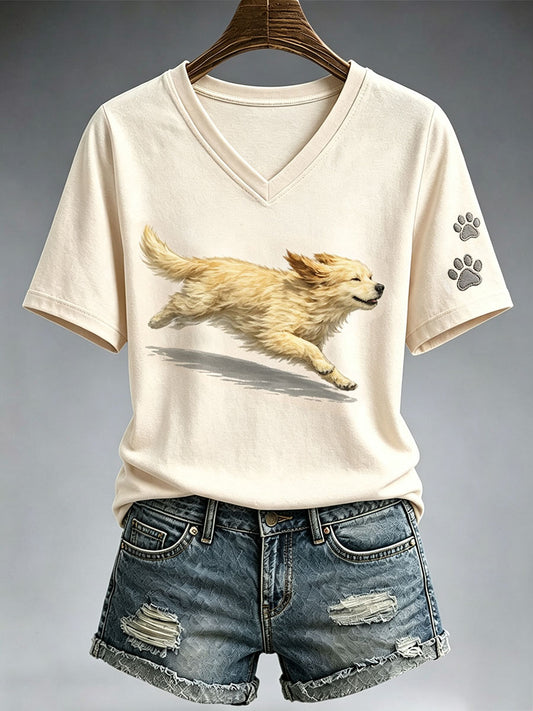 T-shirt bonito Running Golden Retriever das mulheres