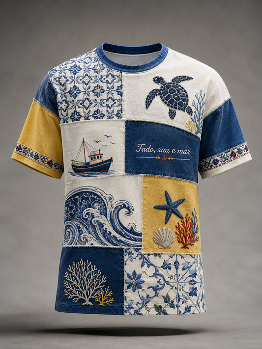 Homens Português Estilo Resort Elemento Cultural T-Shirt Art Print