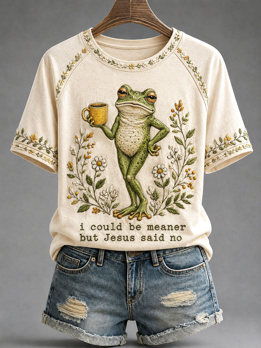 Camiseta casual impressa das mulheres 'Eu Poderia Ser Meaner Mas Jesus Disse Não'