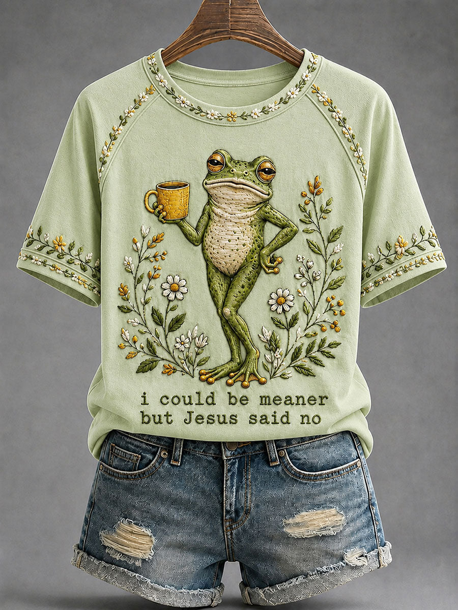 Camiseta casual impressa das mulheres 'Eu Poderia Ser Meaner Mas Jesus Disse Não'
