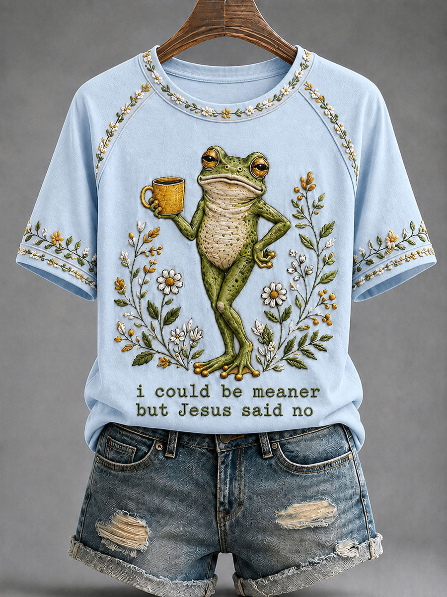 Camiseta casual impressa das mulheres 'Eu Poderia Ser Meaner Mas Jesus Disse Não'