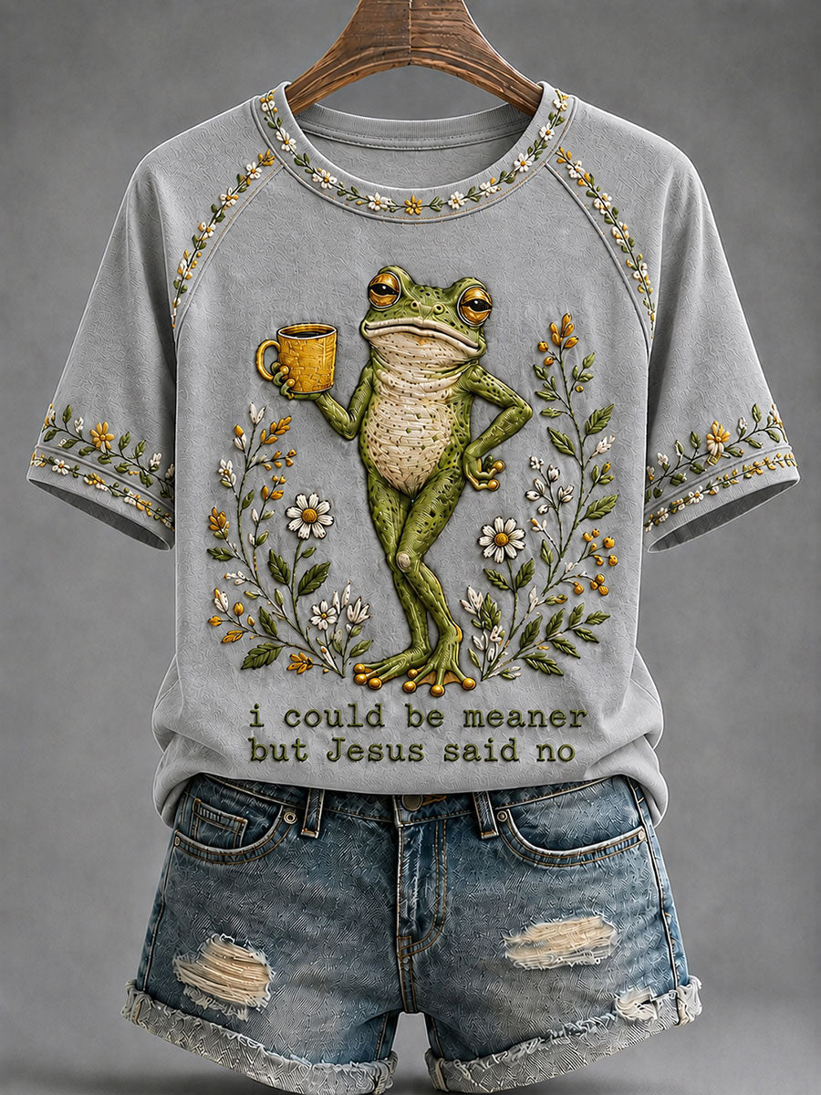 Camiseta casual impressa das mulheres 'Eu Poderia Ser Meaner Mas Jesus Disse Não'