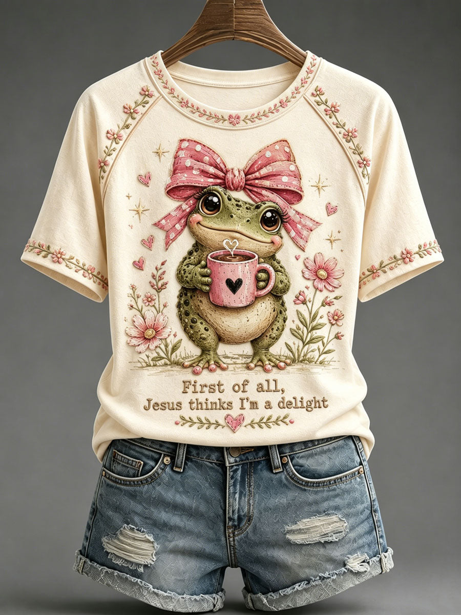Camiseta casual estampada para mulheres com a frase “Eu poderia ser mais má, mas Jesus disse não”