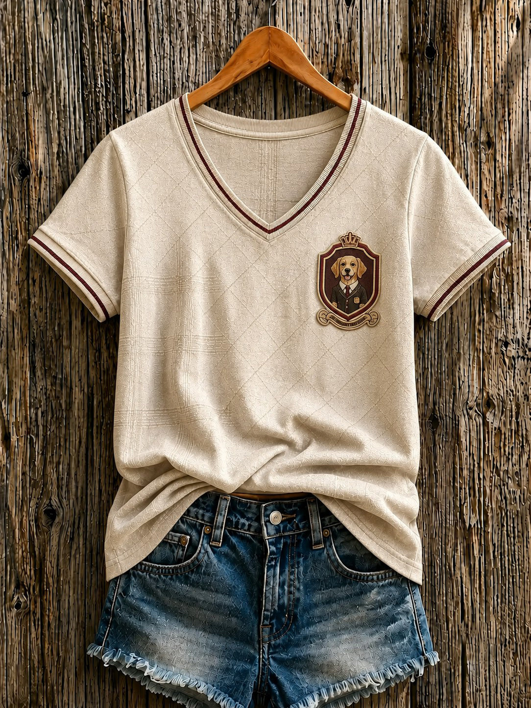 Cão britânico dos desenhos animados feminino impresso v-neck t-shirt