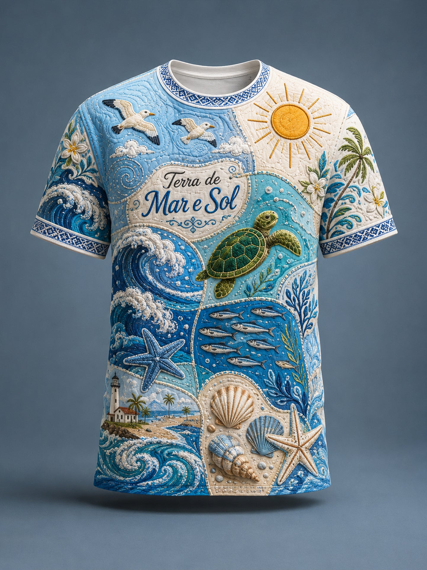 Masculina Portuguesa Estilo Resort Art Print Casual T-Shirt